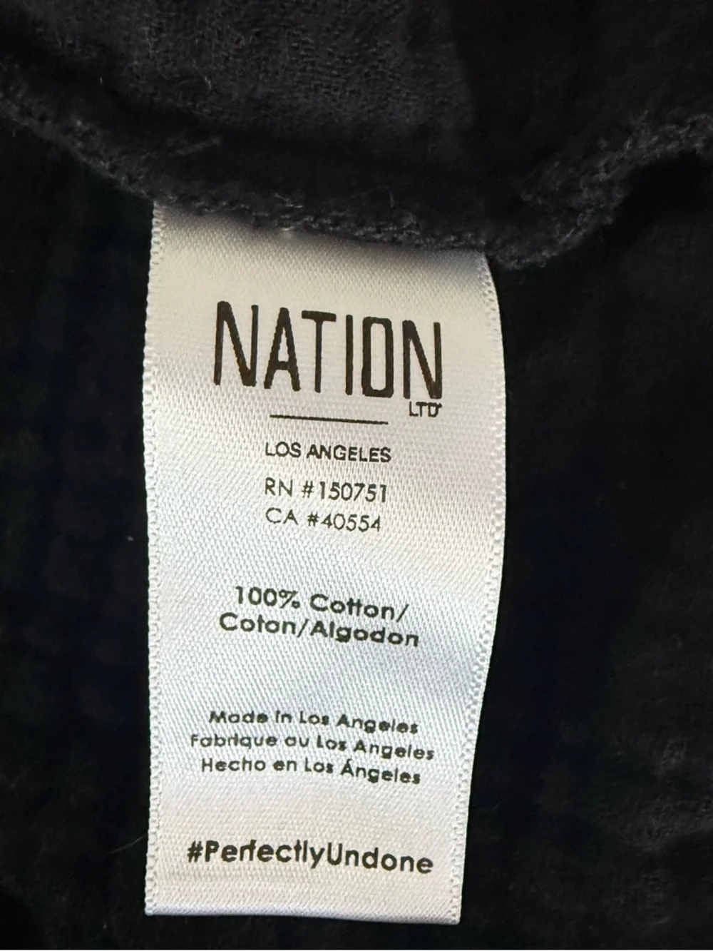 Nation LTD Skyla Tie Strap Tank Top Medium Black Cotton Gauze
